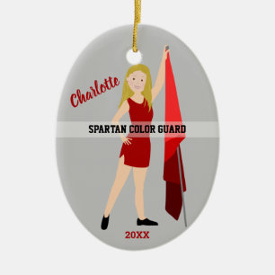Décoration En Céramique Garde-Couleur Avec Cheveux Blonde En Rouge