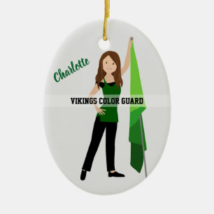 Décoration En Céramique Garde couleur Brunette Cheveux vert et noir