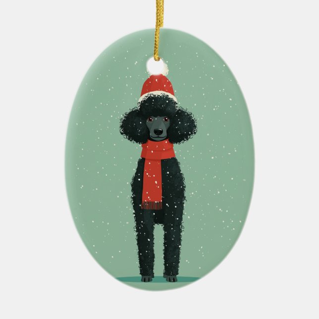 Décoration En Céramique Garde de Noël Caniche Noir (Devant)