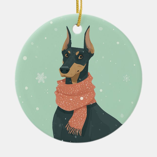 Décoration En Céramique Garde de Noël Doberman (Devant)