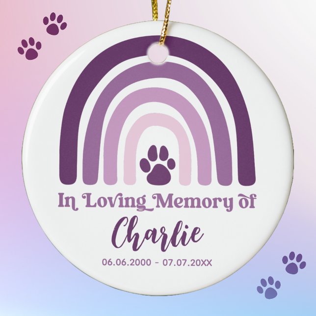 Décoration En Céramique Garde-photo commémorative pour animaux (The Pet Memorial Photo Rainbow Keepsake Ornament is a heartfelt way to remember and honor your belov)