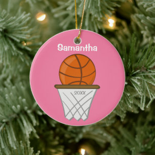 Décoration En Céramique Gardien rose de basket-ball féminin personnalisé
