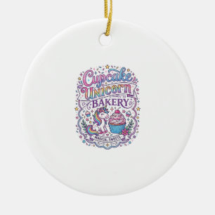 Décoration En Céramique Gâteau Cupcake Licorne Pâtisserie Licorne Fond Bla