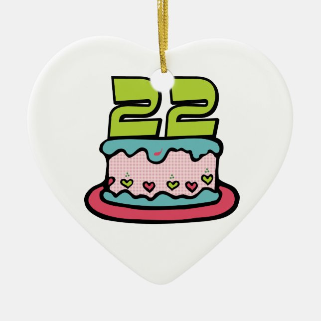 Décoration En Céramique Gâteau d'anniversaire 22 ans (Devant)