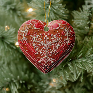 Décoration En Céramique Gâteau de Noël rustique décoré pour les Fêtes