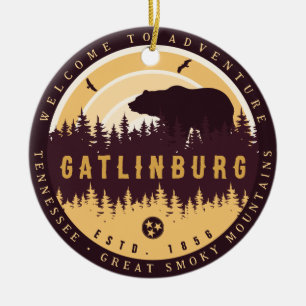 Décoration En Céramique Gatlinburg Tennessee Ours Pins Nature