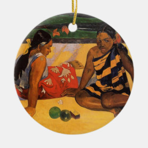 Décoration En Céramique Gauguin French Polynesia Tahiti Women Painting