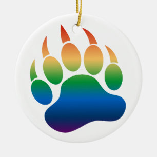 Décoration En Céramique Gay Ours Paw Gradient Arc-en-ciel -ornome