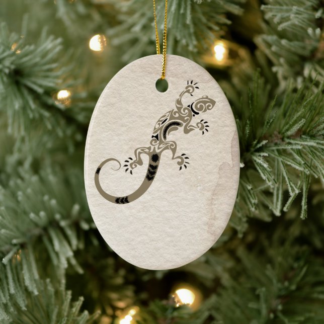 Décoration En Céramique Gecko Lizard Brown personnalisé à Noël de pierre (Arbre)