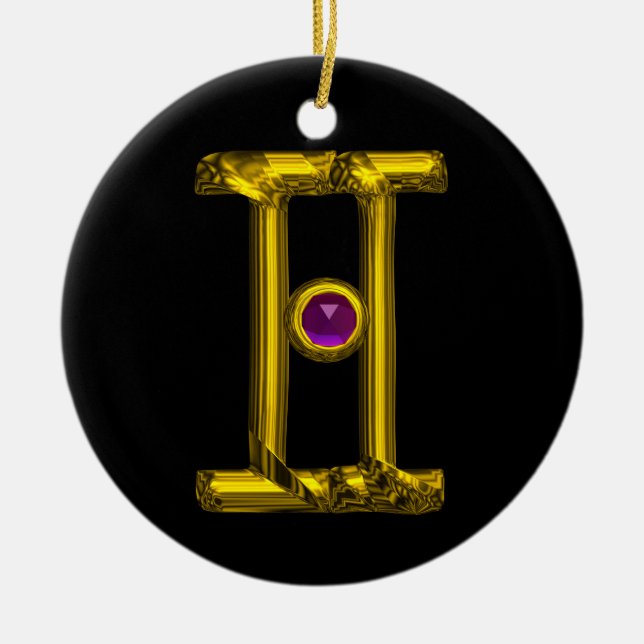 Décoration En Céramique GEMINI ZODIAC ANNIVERSAIRE JEWEL Purple Alexandrit (Devant)