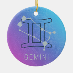 Décoration En Céramique Gemini Zodiac Star Sign Watercolor