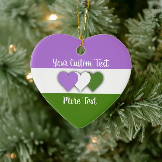 Décoration En Céramique Genderqueer pride flag with text ceramic ornament (Arbre)