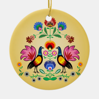 Décoration En Céramique Gens polonais avec floral décoratif et des jeunes