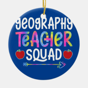 Décoration En Céramique Geography Teacher Squad First Day of School Tie