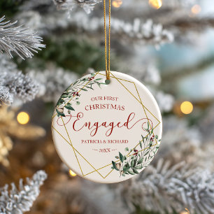 Décoration En Céramique Géométrie verte Notre premier Noël engagé