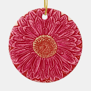 Décoration En Céramique Gerbera Daisy Block Imprimer - corail et rose