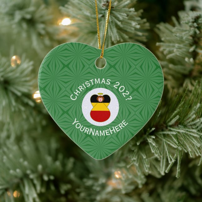 Décoration En Céramique German Flag Christmas Angel Personalized Heart (Arbre)