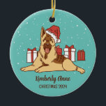 Décoration En Céramique German Shepherd Dog Christmas Snowy Winter Holiday<br><div class="desc">Cute cartoon animal ornament for kids and children. Perfect for first Christmas celebration with family. You can customize the text for any occasion.</div>