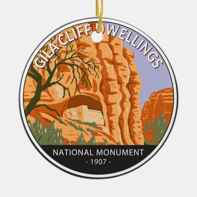 Décoration En Céramique Gila Cliff Dwellings National Monument Circle  (Devant)