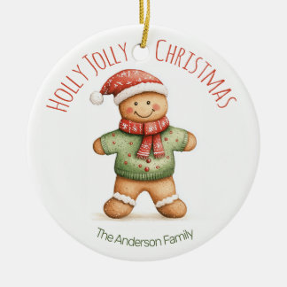 Décoration En Céramique Gingerbread Christmas Ornament | Custom Name