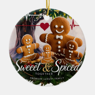 Décoration En Céramique Gingerbread de Luxe Rythme Cardiaque de la Famille