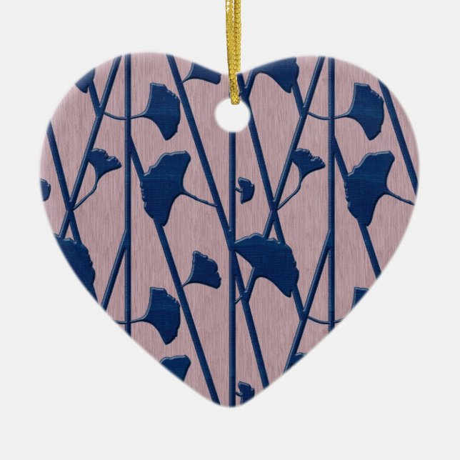 Décoration En Céramique ginkgo bleu (Devant)