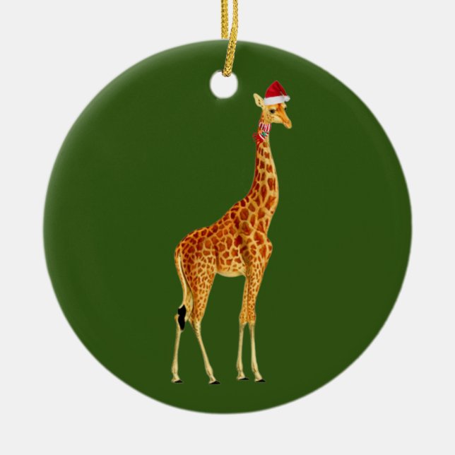 Décoration En Céramique Giraffe Avec Casquette Scaft Noël (Devant)