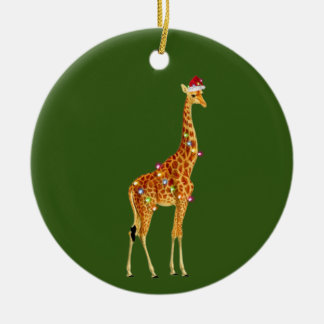 Décoration En Céramique GIRAFFE Avec Lumières Casquettes Noël