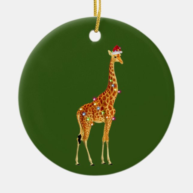 Décoration En Céramique GIRAFFE Avec Lumières Casquettes Noël (Devant)