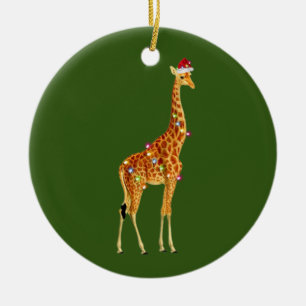 Décoration En Céramique GIRAFFE avec Scafe Casquette Noël