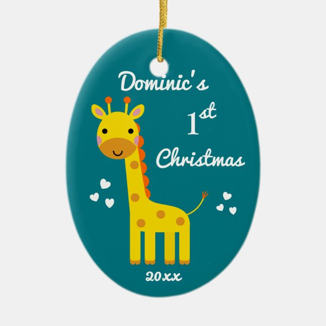 Décoration En Céramique Giraffe Baby's 1st Christmas Fun Gift (Devant)