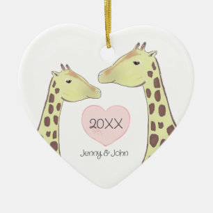 Décoration En Céramique Giraffe Couple Fiançailles / Mariage
