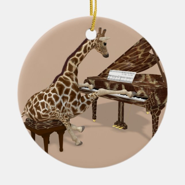 Décoration En Céramique Giraffe de musique joue Grand Piano (Devant)