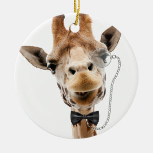 Décoration En Céramique Giraffe drôle avec Bowtie et Monocle