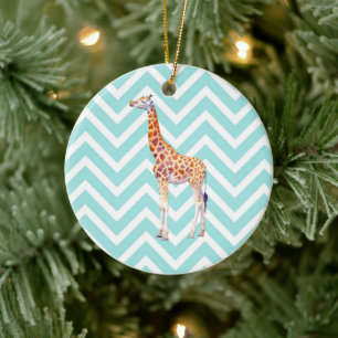 Décoration En Céramique Giraffe on zigzzag chevron.