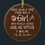 Décoration En Céramique Girl Loves Dogs and Tattoos Funny Quotes Floral<br><div class="desc">Girl Loves Dogs and Tattoos Funny Quotes Floral Girl Women Gift. Perfect gift for your dad,  mom,  papa,  men,  women,  friend and familiy members on Thanksgiving Day,  Christmas Day,  Mothers Day,  Fathers Day,  4th of July,  1776 Independent day,  Veterans Day,  Halloween Day,  Patrick's Day</div>