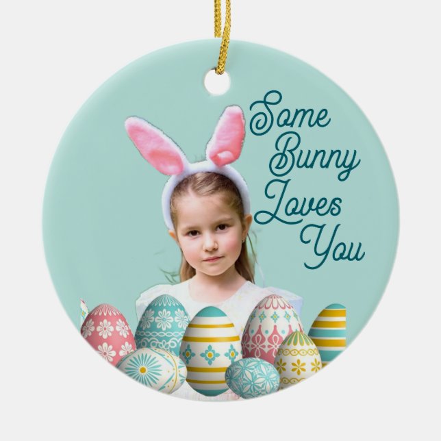 Décoration En Céramique Girl Photo Bunny Ears Cute Blue  (Devant)