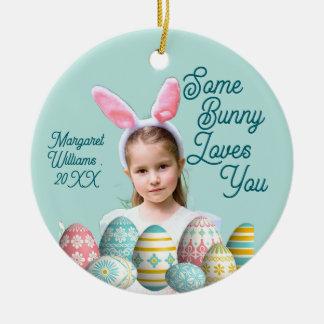 Décoration En Céramique Girl Photo Bunny Ears Cute Blue 