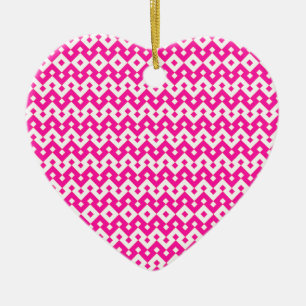 Décoration En Céramique Girlie Candy Ornament rose et blanc coeur
