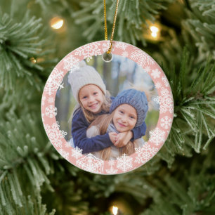 Décoration En Céramique Girly Rose Gold Flocon de Neige Joyeux et Lumineux