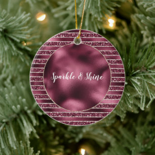 Décoration En Céramique Glam Burgundy Rouge Rose Blush Parties scintillant