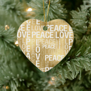 Décoration En Céramique Glam Gold Peace Love