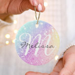 Décoration En Céramique Glam Iridescente Parties scintillant colorée perso<br><div class="desc">Personnalisez facilement cet élégant motif de parties scintillant bokeh coloré avec votre nom et/ou monogramme personnalisés.</div>