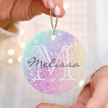 Décoration En Céramique Glam Iridescente Parties scintillant colorée perso<br><div class="desc">Personnalisez facilement cet élégant motif de parties scintillant bokeh coloré avec votre nom et/ou monogramme personnalisés.</div>
