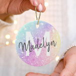 Décoration En Céramique Glam Iridescente Parties scintillant colorée perso<br><div class="desc">Personnalisez facilement cet élégant motif de parties scintillant bokeh coloré avec votre nom et/ou monogramme personnalisés.</div>