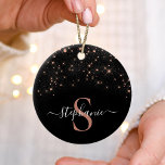 Décoration En Céramique Glam Rose Gold Parties scintillant Élégant Monogra<br><div class="desc">Créez votre propre ornement en or noir et rose avec votre monogramme et votre nom personnalisés.</div>