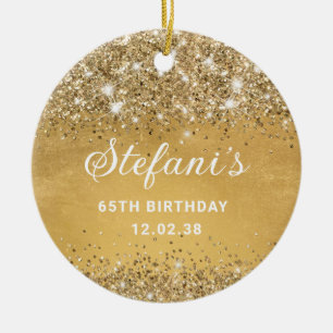 Décoration En Céramique Glittery Soft Gold Foil 65e Anniversaire Classic C