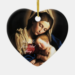 Décoration En Céramique gloire à jésus et marie