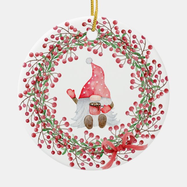 Décoration En Céramique Gnome Berry Wreath (Devant)