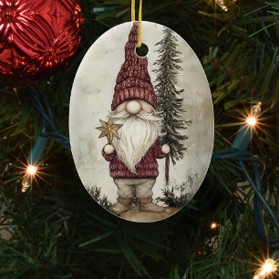Décoration En Céramique Gnome de Noël pour les Fêtes